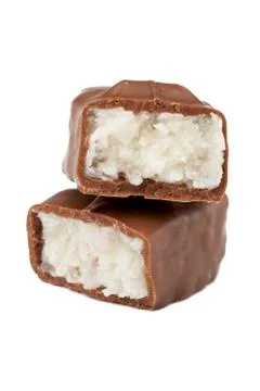 Split chocolate bars Stock Photos