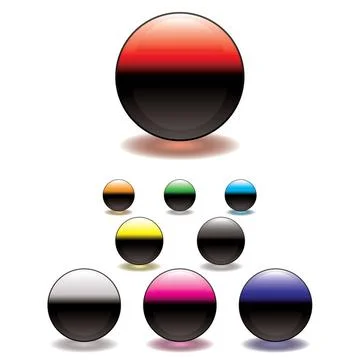 Split circle button Colorful gel filled icon button with glowing ring shad... Stock Photos