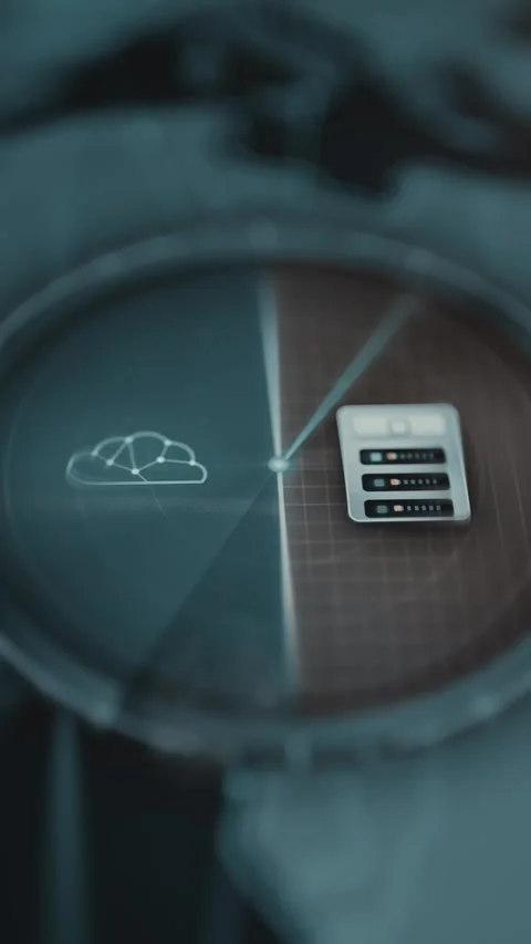 Split circular interface places a connected cloud 스톡 동영상 343376933