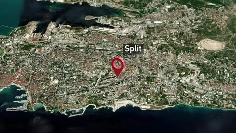 Split City Map Zoom (Croatia) from Space to Earth Stock-Footage 264147490