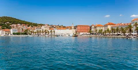 Split city promenade in the summer. Split, Croatia. Stock Photos