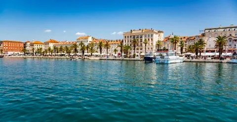 Split city promenade in the summer. Split, Croatia. Stock Photos