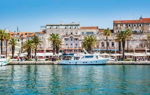 Split city promenade in the summer. Split, Croatia. Stock Photos