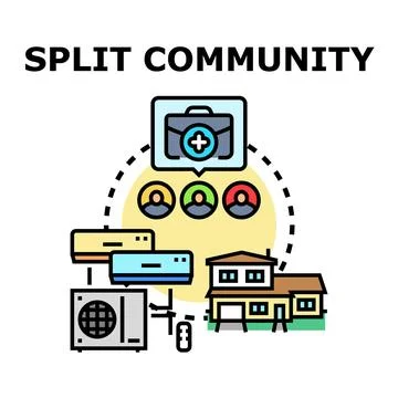 Split community illustrating distributed home and remote services Stock Illustration