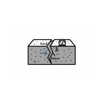 Split concrete block with arrows and symbol icon Stock Illustration