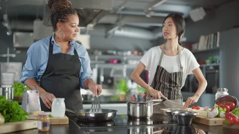 Split Cooking TV show 7 Stock Footage 169480517