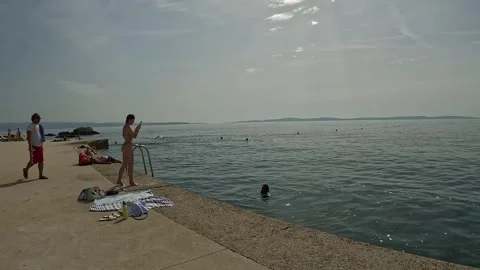 Split , Croacia Bacvice beach Stock Footage 254245892