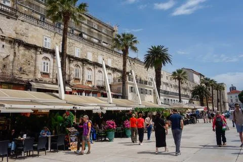 Split, Croatia - 04.23.2025: Split Riva, promenade for tourists and pedestr.. Stock Photos