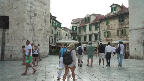 Split, Croatia - 07/30/2024: Split Croatia 30.07.2024 Old Town City Center Video stock 285390034