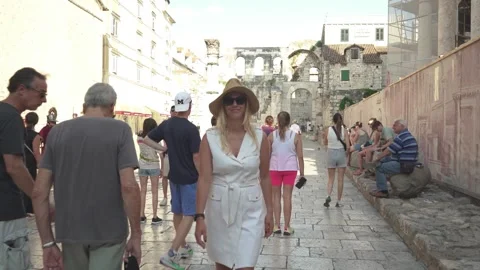 Split, Croatia - 07/30/2024: Split Croatia 30.07.2024 Old Town City Center Video stock 285390071