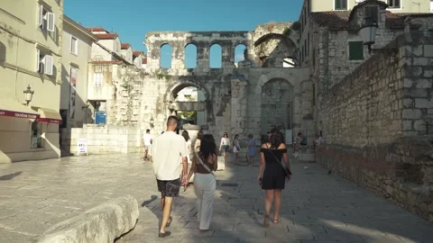 Split, Croatia - 07/30/2024: Split Croatia 30.07.2024 Old Town City Center Video stock 285396406