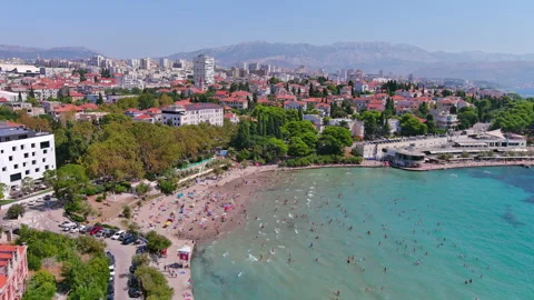 Split, Croatia: Aerial view of famous Mediterranean city by Adriatic Sea, Europe Stock Footage 272765408