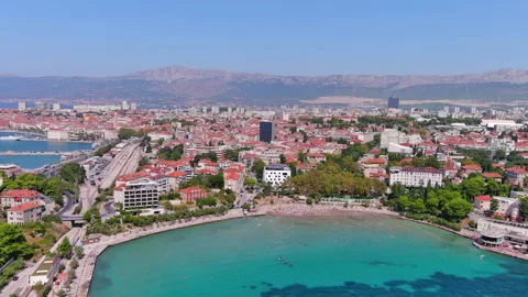 Split, Croatia: Aerial view of famous Mediterranean city by Adriatic Sea, Europe Stock Footage 272767068