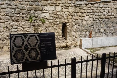 Split, Croatia: ancient mosaics of V century on the ground of Diocletians Palace Stock Photos