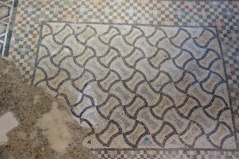 Split, Croatia: ancient mosaics of V century on the ground of Diocletians Palace Stock Photos