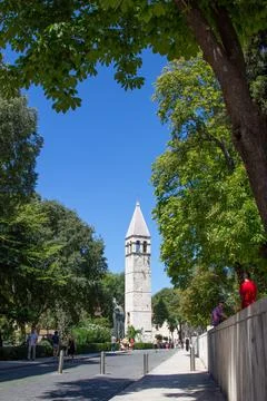 SPLIT, CROATIA - Aug 10, 2011: Bell tower of the Holly Arnir in Split, Croati Stock Photos