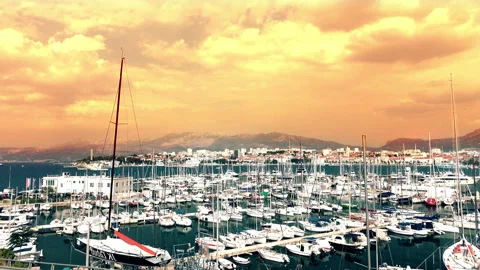 Split, Croatia - Aug 20, 2018: view of the sea line Stock Footage 103528733