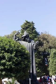 SPLIT, CROATIA - AUGUST 11 2017: The giant statue of Gregory on Nin statue in Stock Photos