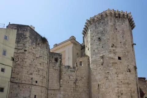 SPLIT, CROATIA - AUGUST 11 2017: Architecture of the ancient walls of Split i Stock Photos