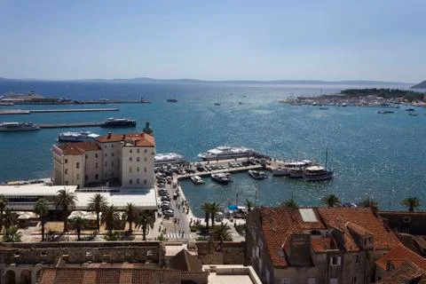 SPLIT, CROATIA - AUGUSt 11 2017: View from the top of the bell tower of Split Stock Photos