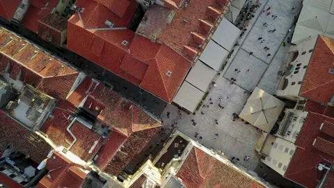 Split Croatia Birdseye 4K Drone Aerial Flyover Pier City Video stock 130473373