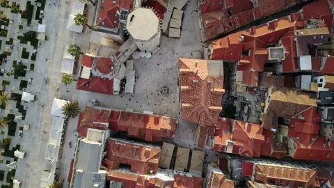 Split Croatia Birdseye 4K Drone Aerial Flyover Pier City Video stock 130473375