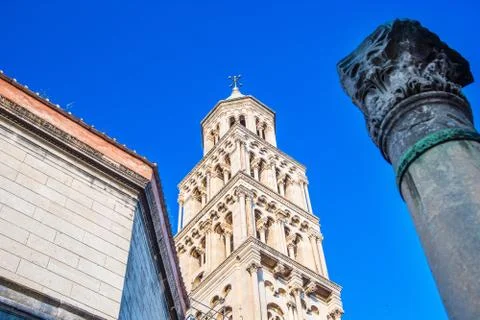 Split, Croatia, cathedral tower Stock Photos
