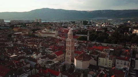 Split. Croatia. Drone Aerial View of Saint Domnius Cathedral from 4th Vídeos de archivo 131492910