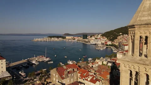 Split croatia Droneflight over Oldtown | 4K Video stock 159901278