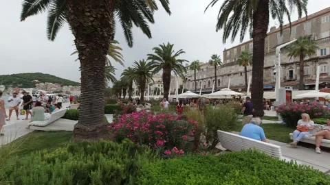 Split, Croatia. Evening life on the Riva promenade. Video stock 170663710