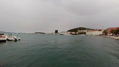 Split, Croatia. Evening panorama of the Riva embankment. Stock Footage 170663250
