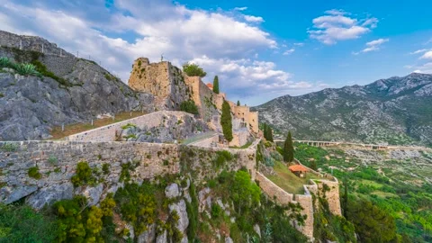 Split, Croatia from the Fortress of Klis at twilight. Stock Footage 339505894