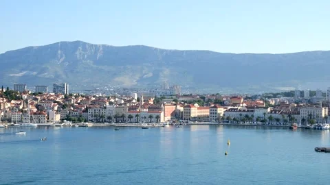 Split, Croatia Harbor in the morning Stock Footage 338364053