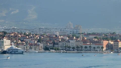 Split, Croatia Harbor in the morning Stock Footage 338364058