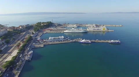 SPLIT, CROATIA - JULY 21, 2016: Aerial view, Split city center, old town with Stock Footage 66462238