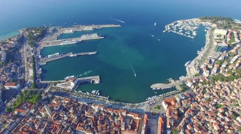 SPLIT, CROATIA - JULY 21, 2016: Aerial view, Split city center, old town with Video stock 66463986