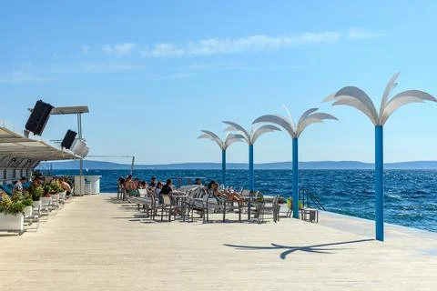 SPLIT, CROATIA - Jun 04, 2021: Jadran summer beach bar in Split Croatia. Stock Photos