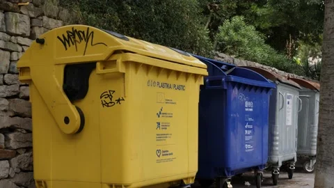 Split, Croatia- June 09 2022: Containers for Separating Recycling Waste 動画素材 202188930
