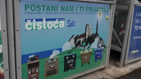 Split, Croatia- June 09 2022: Recycling Information, Container for Sorting Waste Video stock 206116226