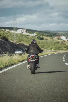 Split, Croatia June 2020 Driver on Yamaha Fazer motorbike, white and red Abar Stock Photos