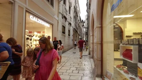 Split, Croatia. King Petar Kresimir lV Street and Peristil. Video stock 170669487