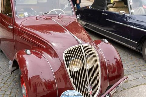  Split, Croatia - May 13, 2023: Vintage car Peugeot 202 Cabriolet in wine ... Stock Photos