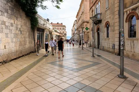 Split Croatia May 2022 Split central street towards the sea Stock Photos