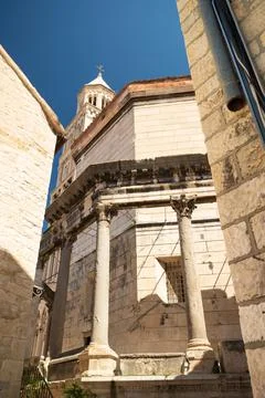 Split Croatia. May 2022 view of the bell tower in the Diocletian palace in Sp 写真素材
