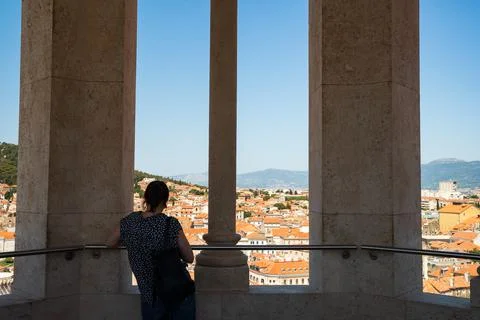 Split Croatia. May 2022 view from inside the bell tower in the Diocletian pal Stock Photos