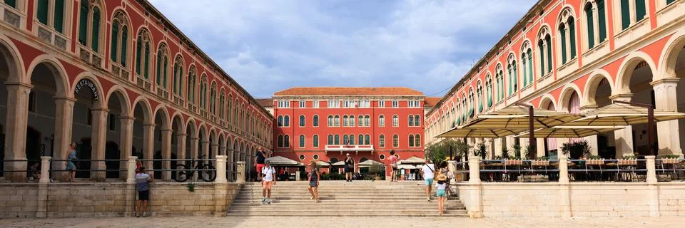Split Croatia. May 2022 view of republic square in Split Stock Photos