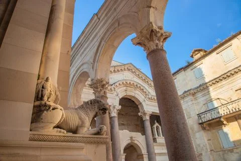 Split, Croatia, peristyle inside Diocletian Palace Stock Photos