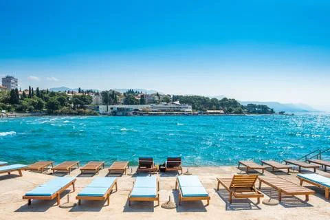 Split, Croatia, popular Bacvice beach Stock Photos