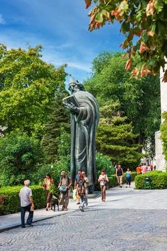 SPLIT, CROATIA- SEPTEMBER 02 2008 : Monumental bronze statue of Bishop Gregor Stock Photos