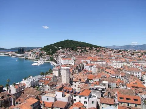 Split in Croatia Split in Croatia - Harbour and Marjan Hafenstadt Split in... Stock Photos